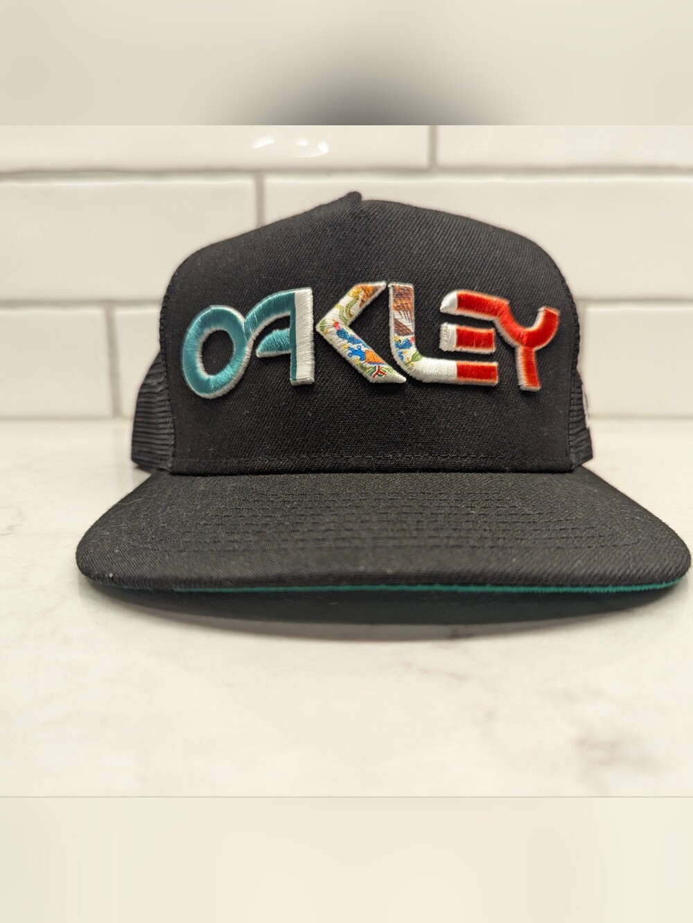 Oakley Mexico Flag Black Trucker Cap with Multicolor Logo